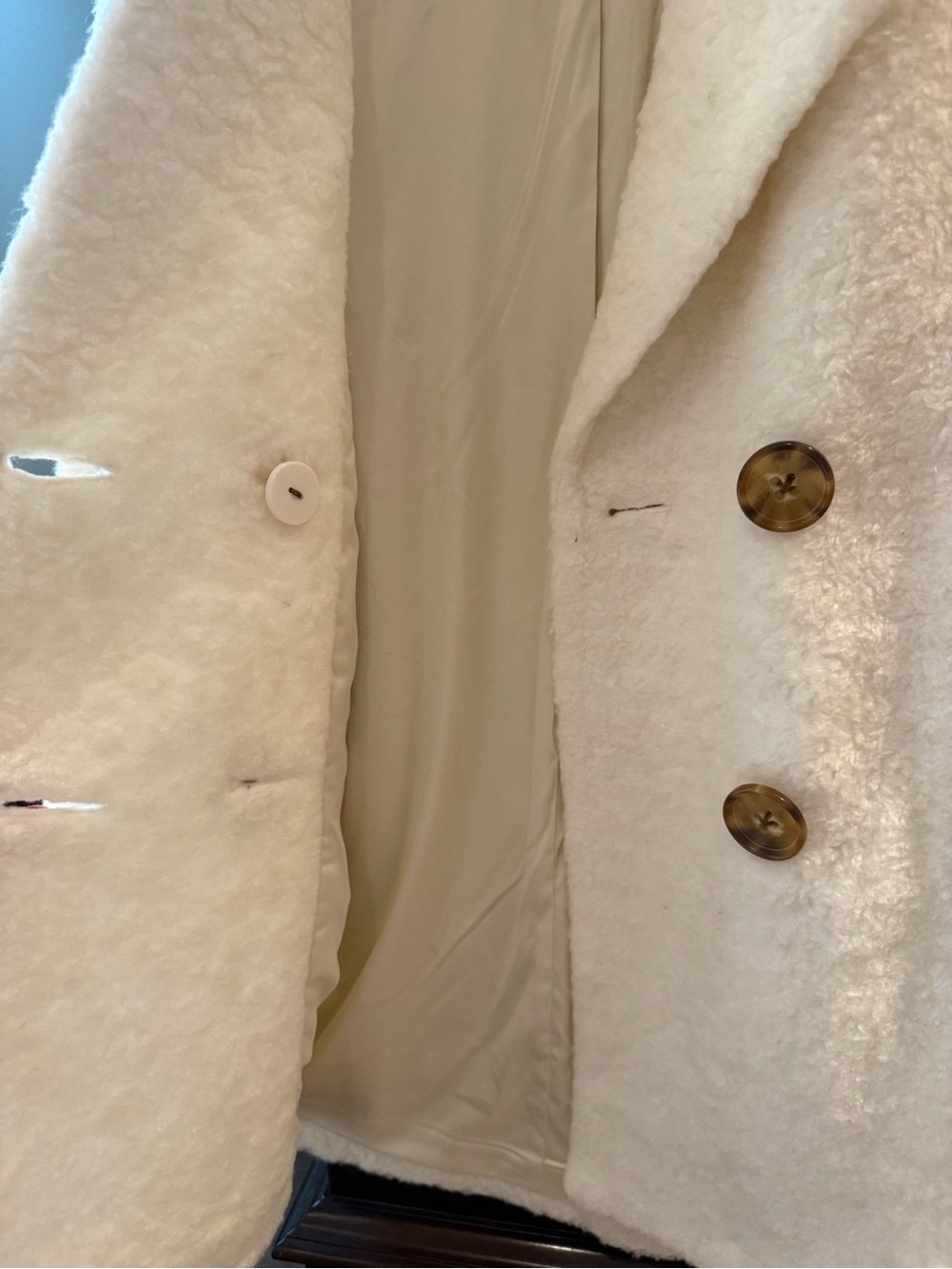 kate spade Cream Faux Shearling Double-Breasted Teddy Coat - Picture 6 of 6